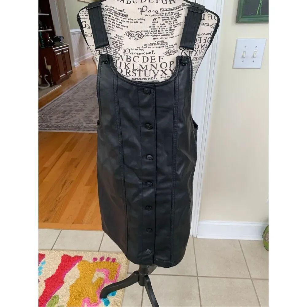 Celebrity Pink Vegan Leather Pinafore Dress